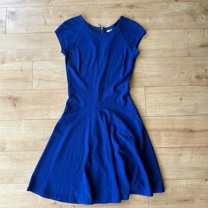 Vintage Cache Blue Fit Flare Dress Cap Sleeve USA Cocktail Party Size 6